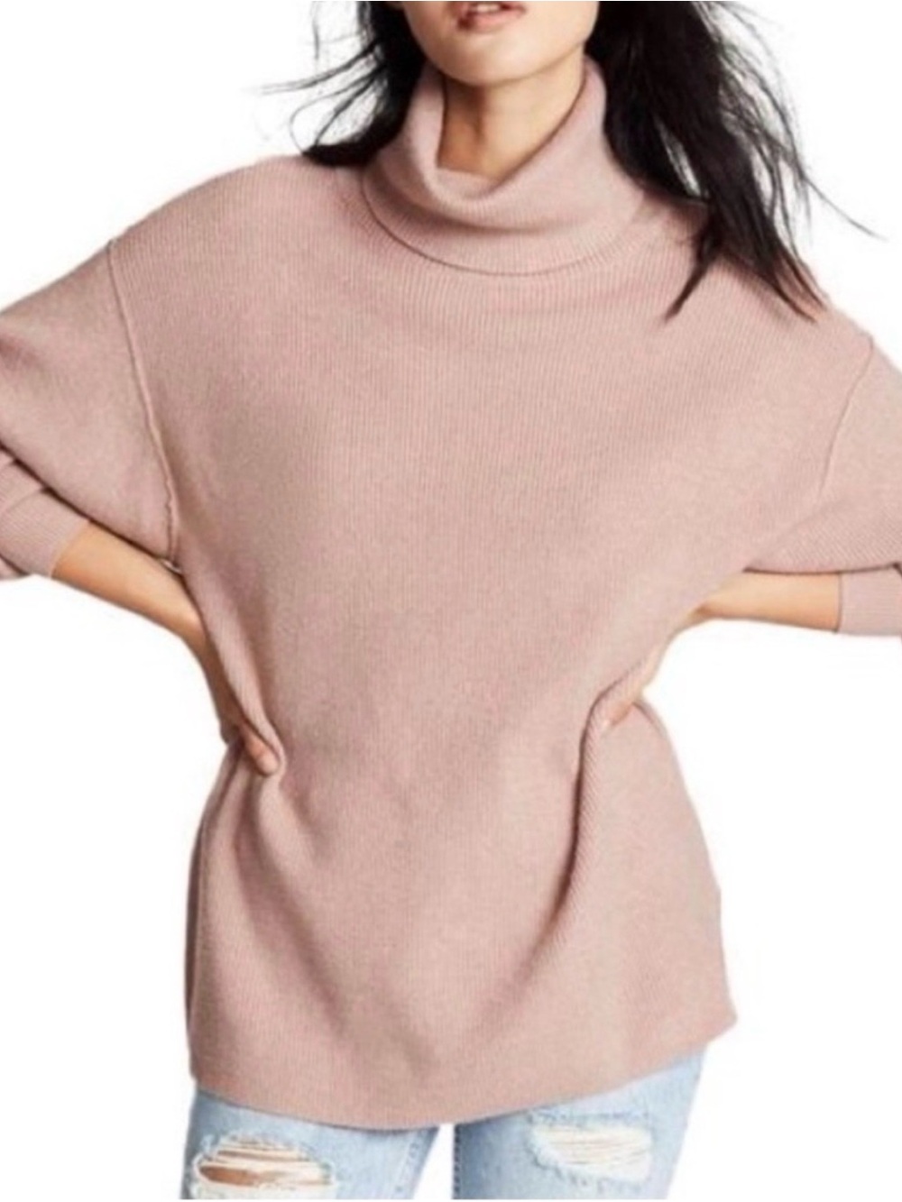 Free People Softly Structured Mauve Tunic Sweater size large